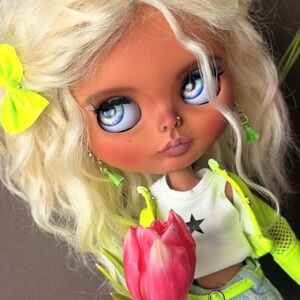 OOAK Custom Blythe Doll 💚 Neon Street Style | Handmade Art Doll | Collectible